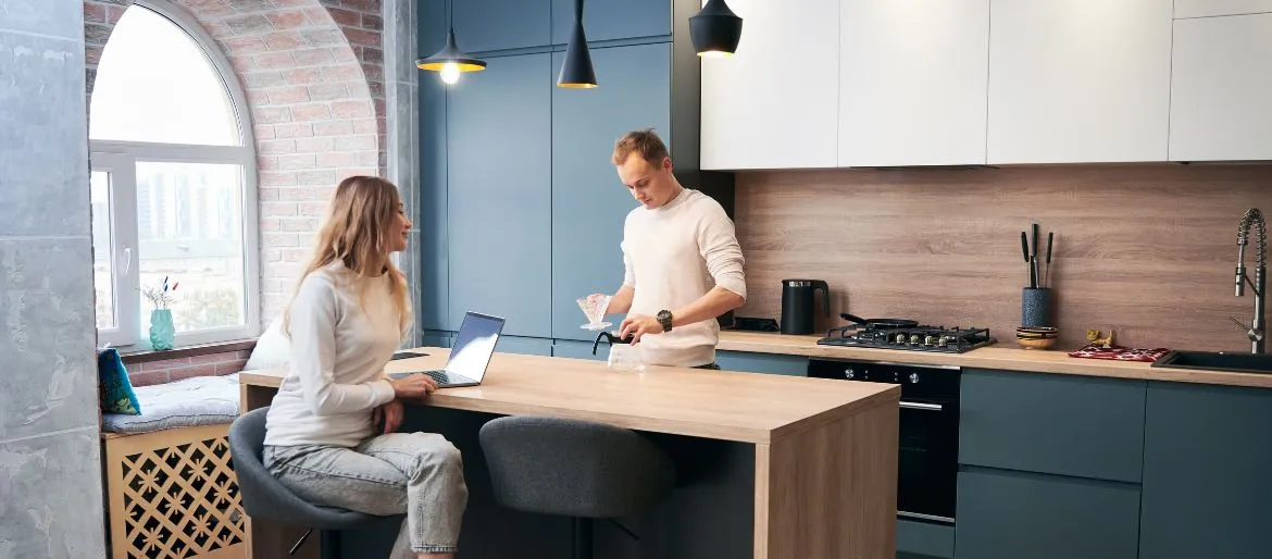Before and after kitchen remodel in Long Island highlighting cabinet upgrades and new countertops